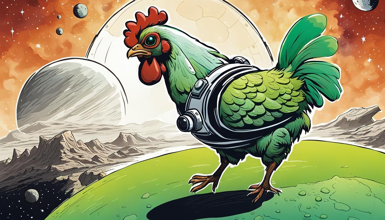 Alien Chicken in Orbit Above Exoplanet