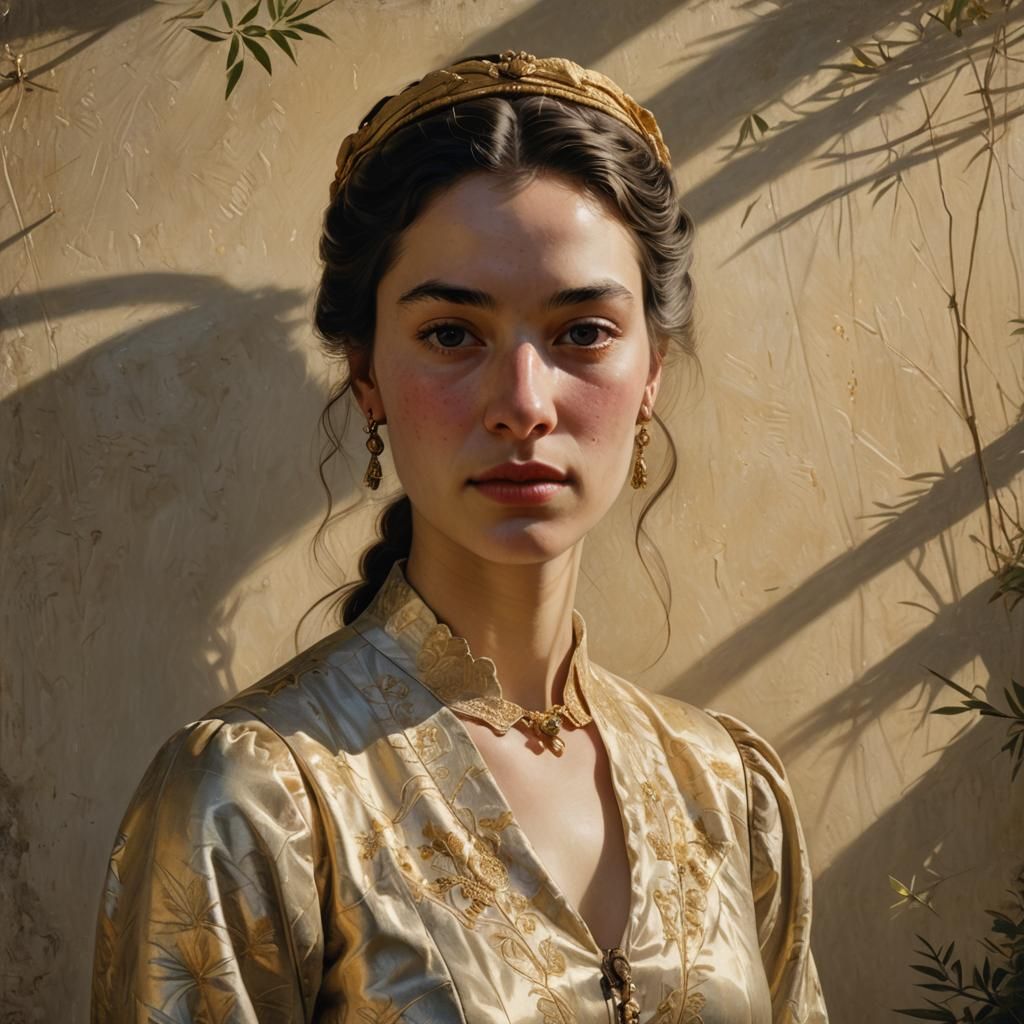 Portrait of Chilean Woman in Andrew Wyeth Style