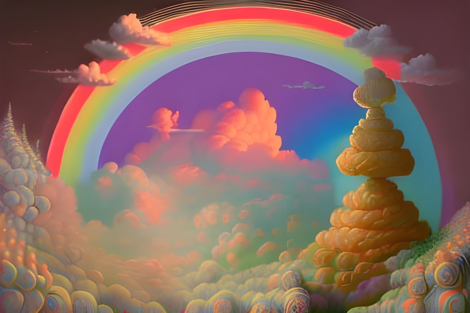 Colorful Rococo Gothic Cloudscape at Sunrise