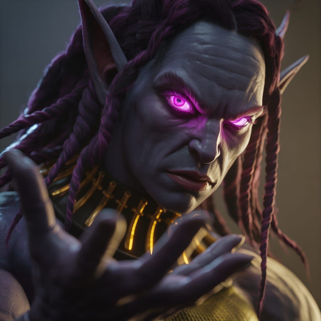 Muscle-bound Drow Warrior in Dark Fantasy Art Style