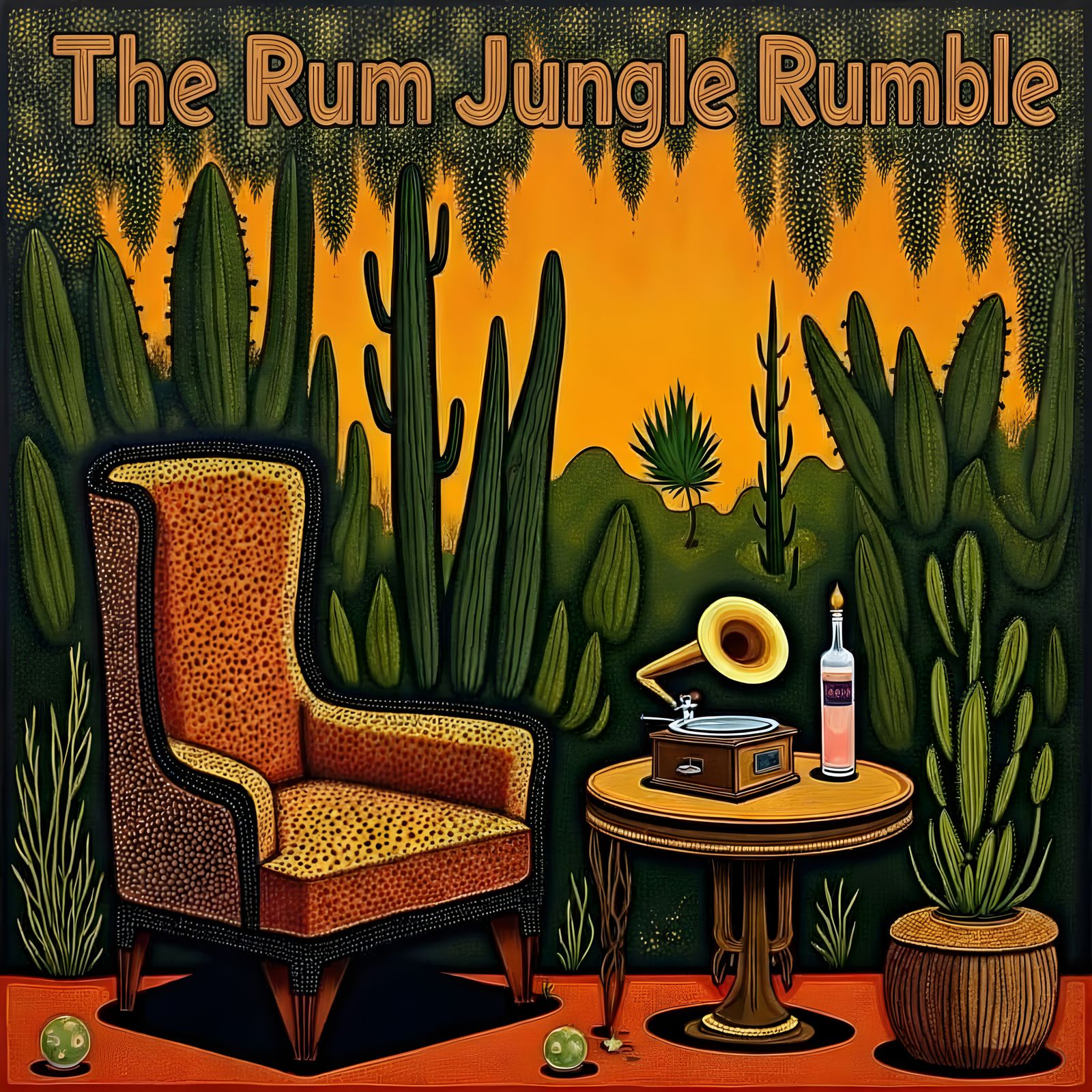 Retro Lounge Album Cover with Jungle and Leopard Print