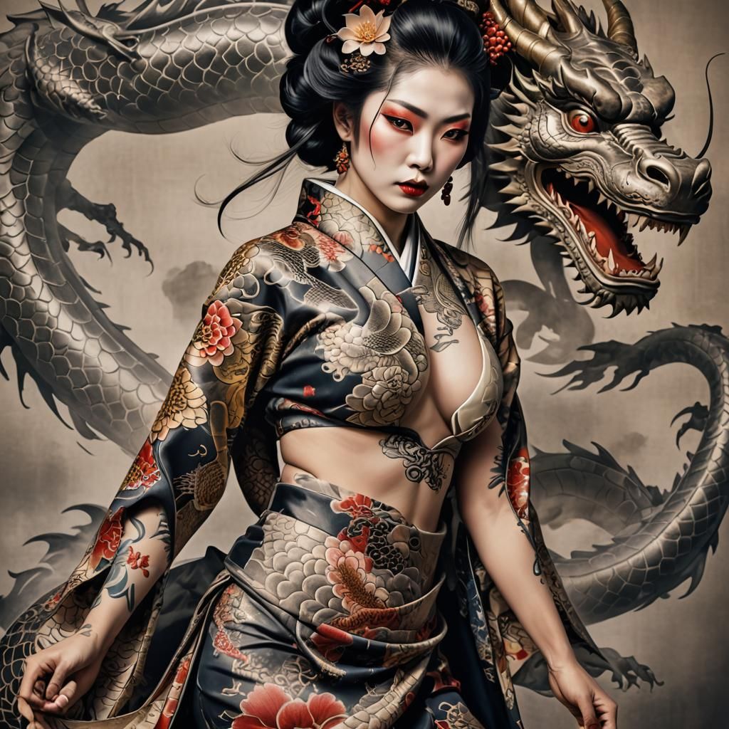 Qeisha with a dragon on