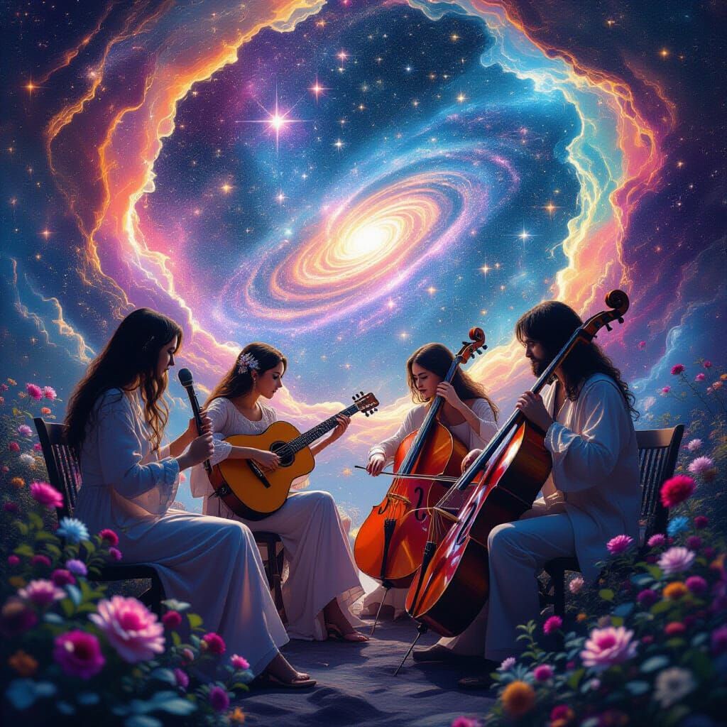 Ethereal Musicians in Cosmic Nebula: A Symphony of Stardust