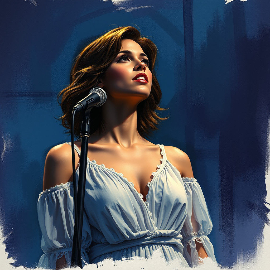 Soulful Singer in Van Gogh-Inspired Illustration