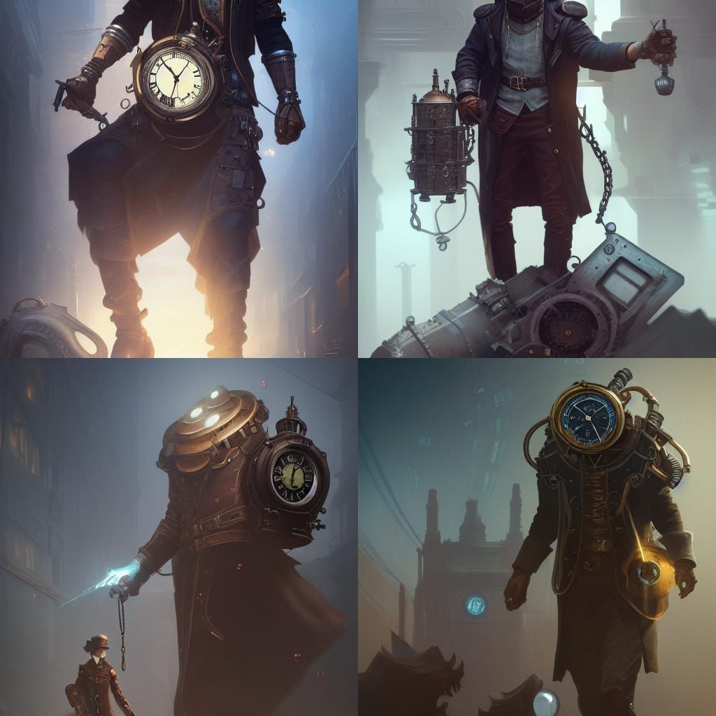 Steampunk Time Keeper in Hyperdetailed Digital Art