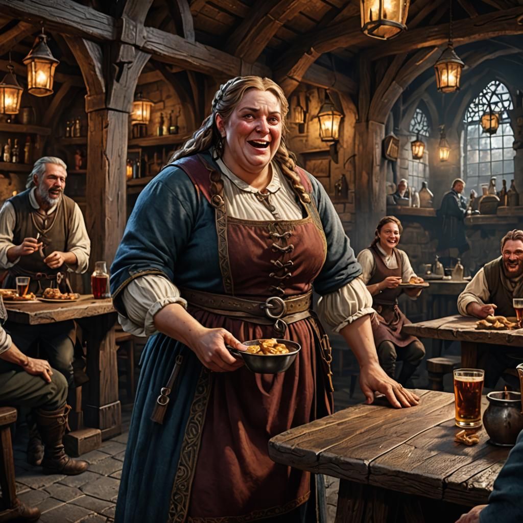 Medieval Innkeeper Shouts in a Tavern