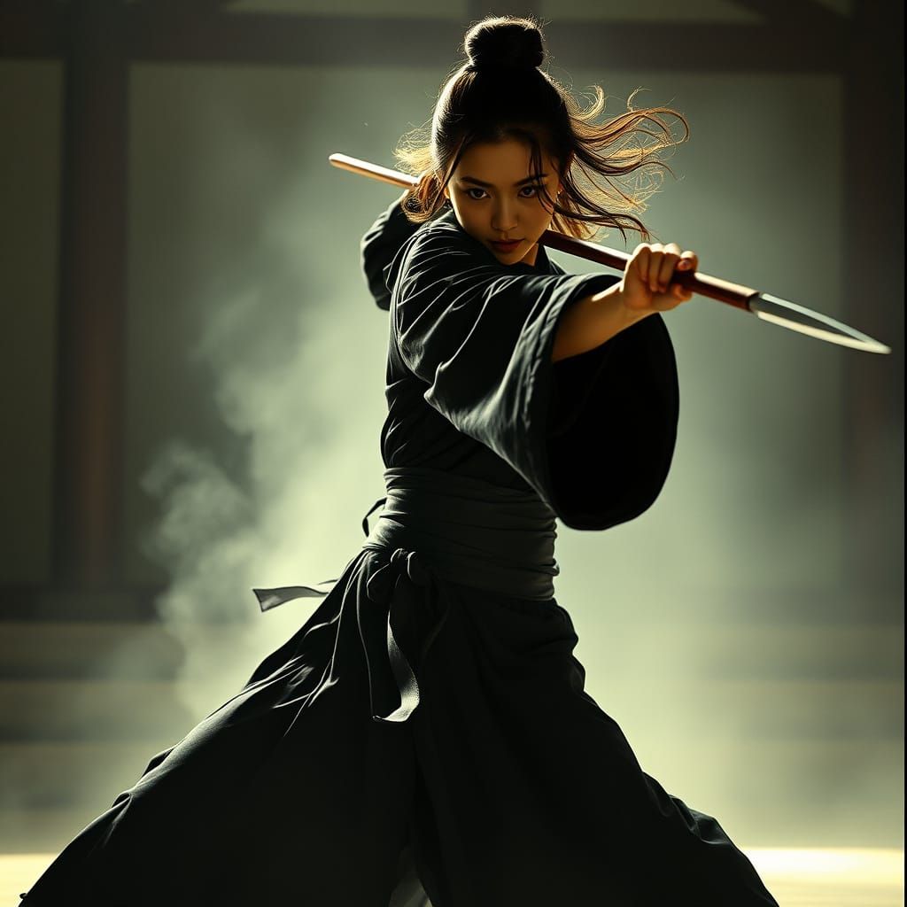 Female Martial Arts Master in Dramatic Cinematic Style
