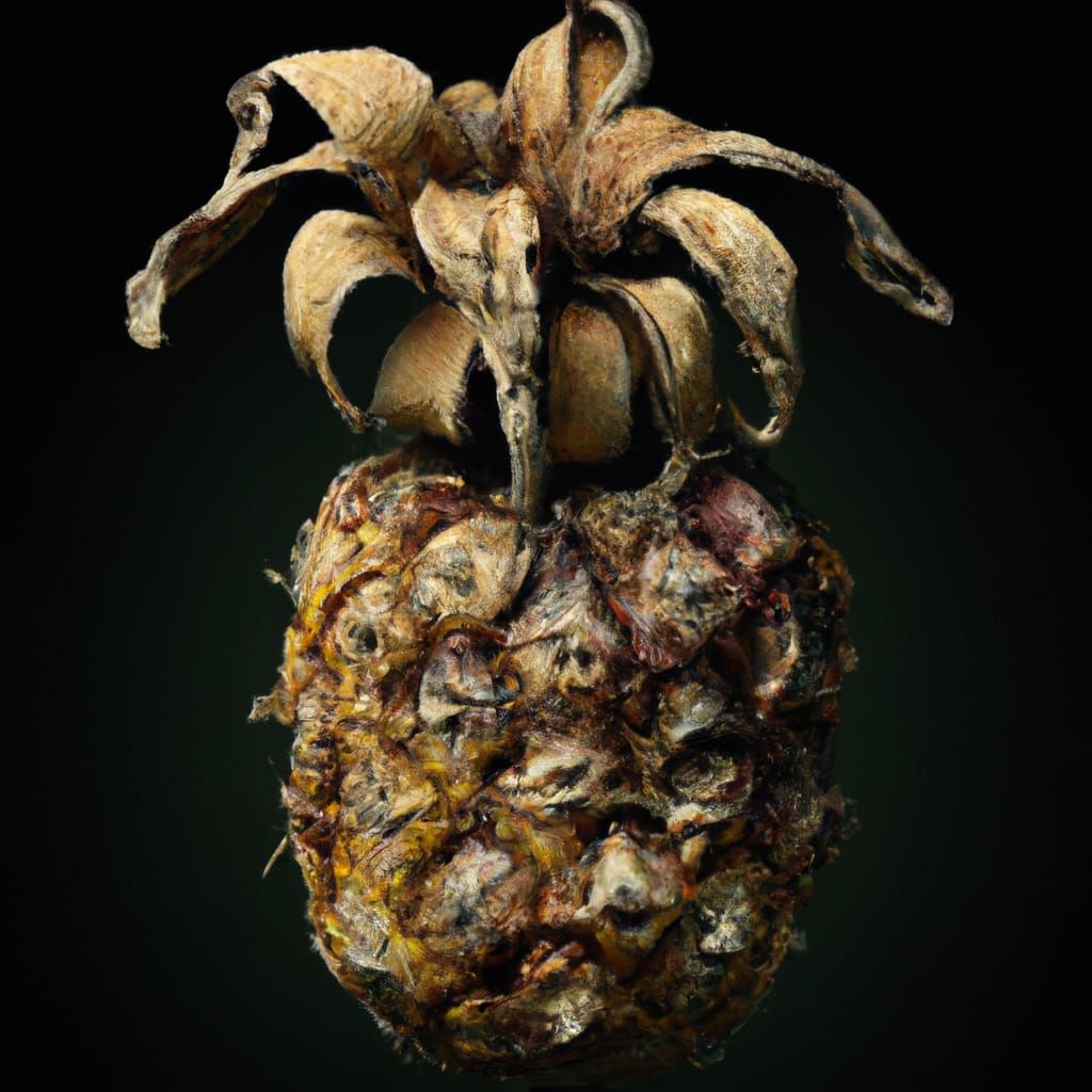 Creepy Photorealistic Rotten Pineapple in Deep Color