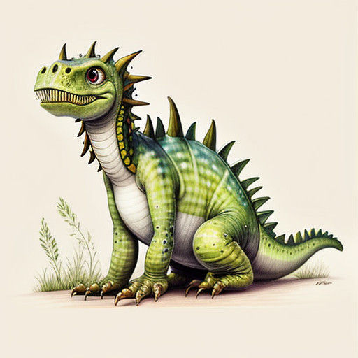 A IMAGE OF A  WEEDASAUROUS  THAT LOOKS HAND-DRAWN AND AIRBRUSHED