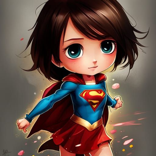 Adorable Chibi Supergirl in Street Clothes