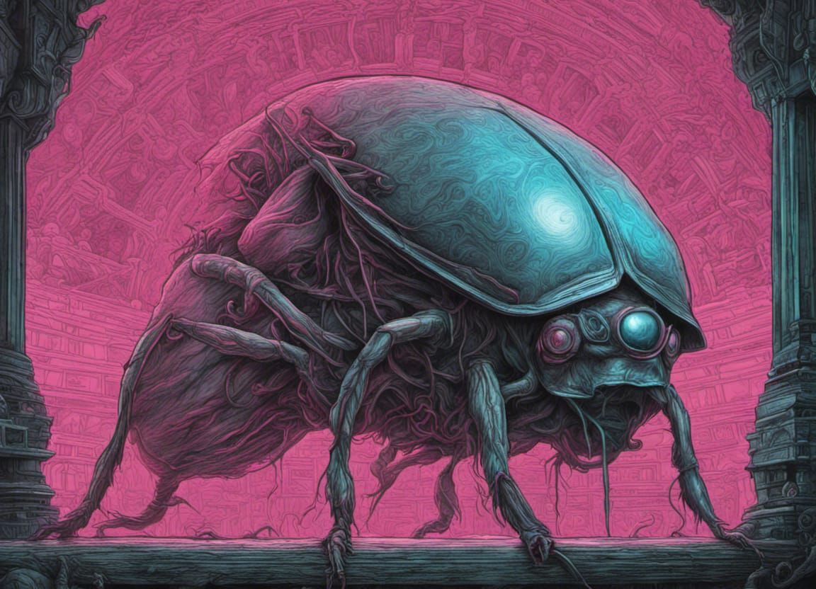 Hyperintelligent Roaches in Eldritch Temple: Retro Horror Ar...