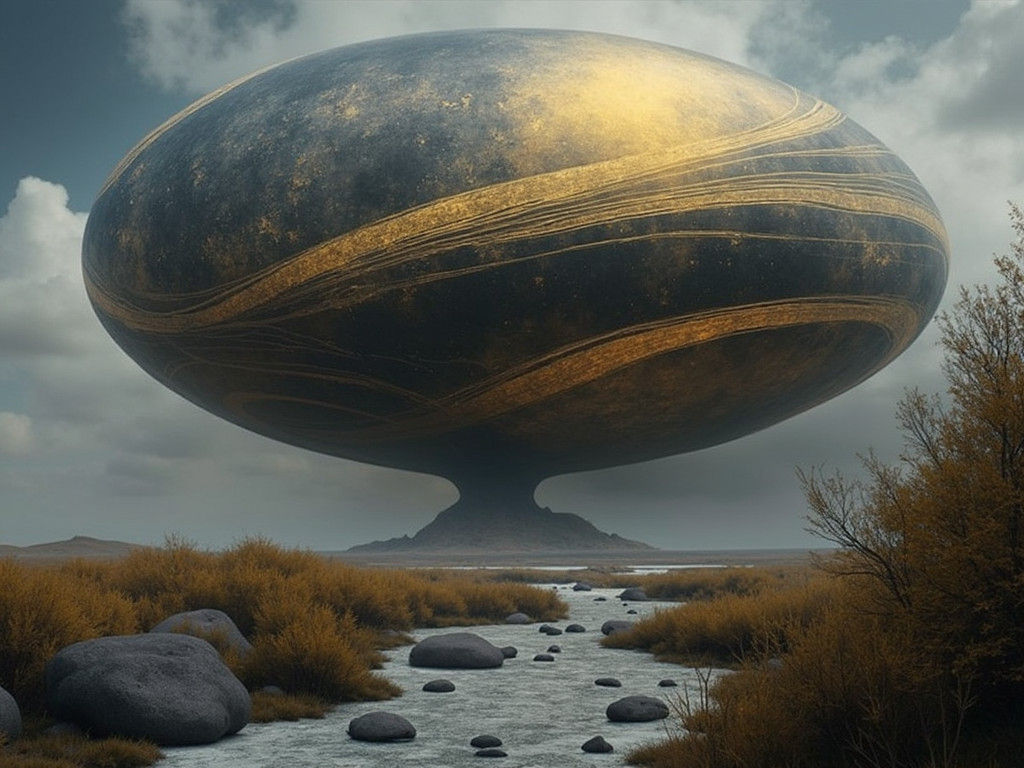 Golden Abstract Cycles: Detailed Matte Painting