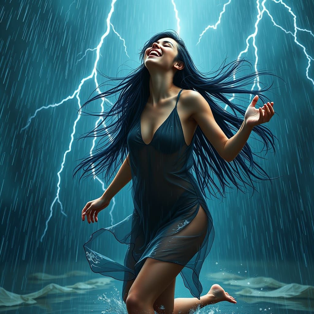 Vibrant Storm Goddess in Ecstatic Dance