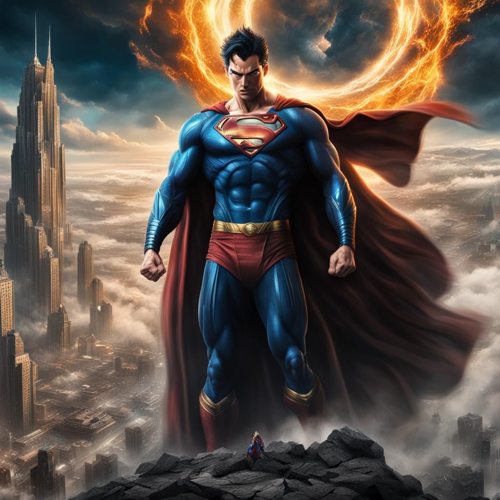 Superman and Goku Fusion as Digital Matte Painting