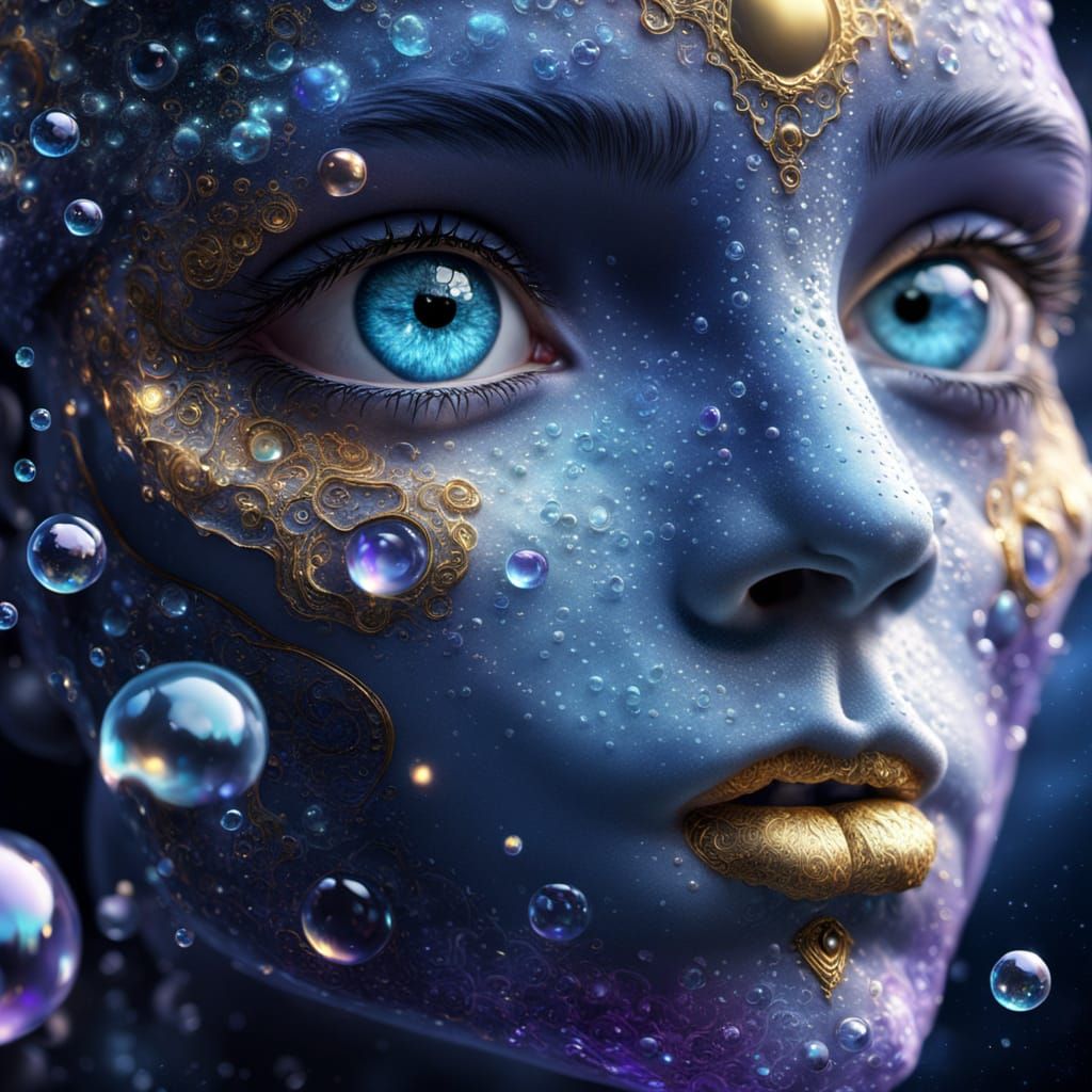 Fractal Ice Alien Gazing into the Dark Sky