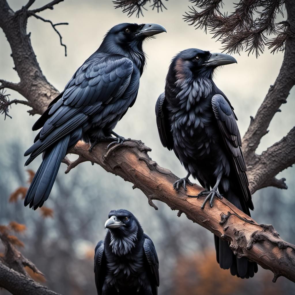Ravens Watching a Cat in High Definition