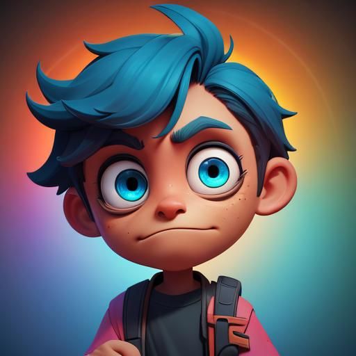 Boy's Selfie with Sister: Cartoon-Inspired Digital Art