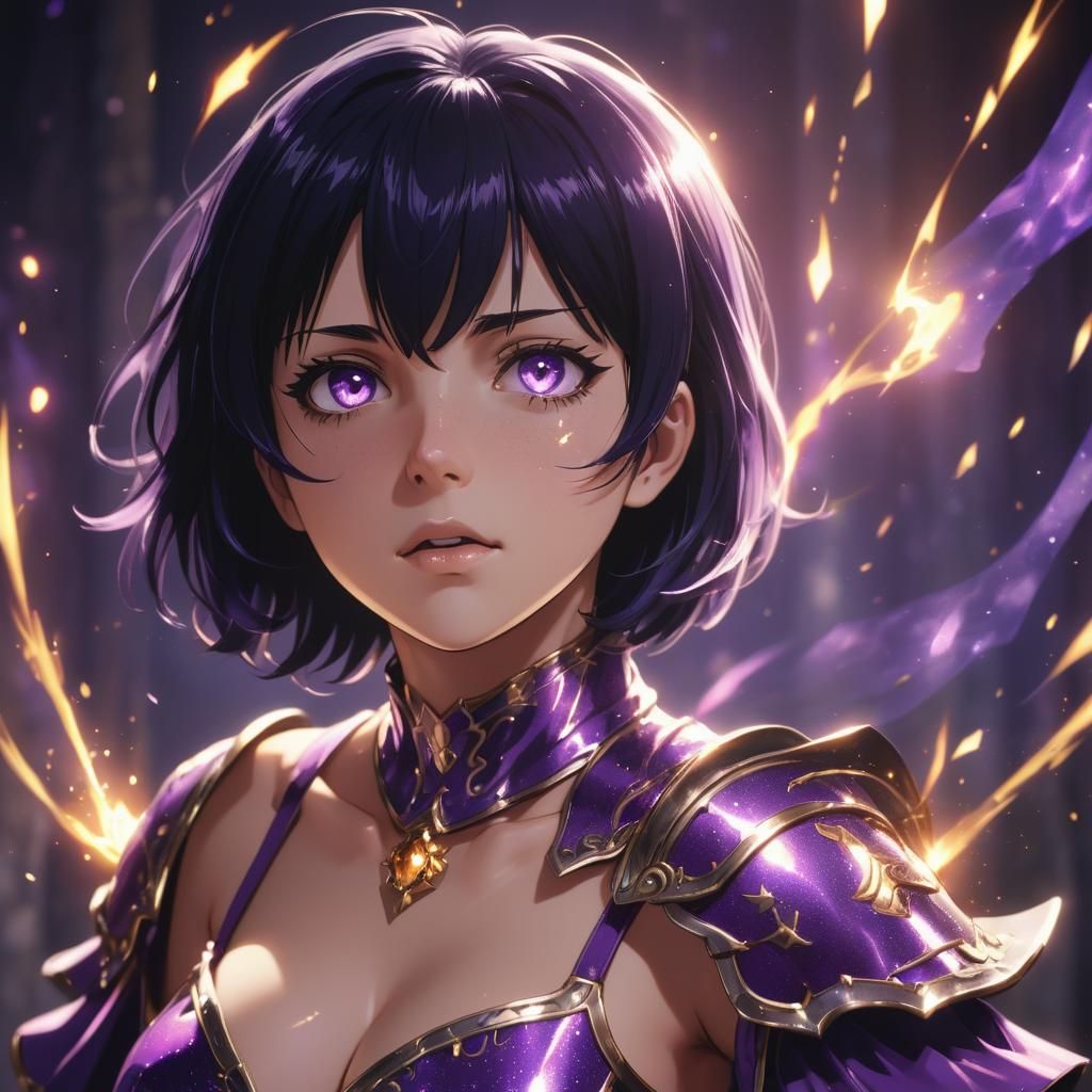 Anime Merlin with Magic Sparks and Armor