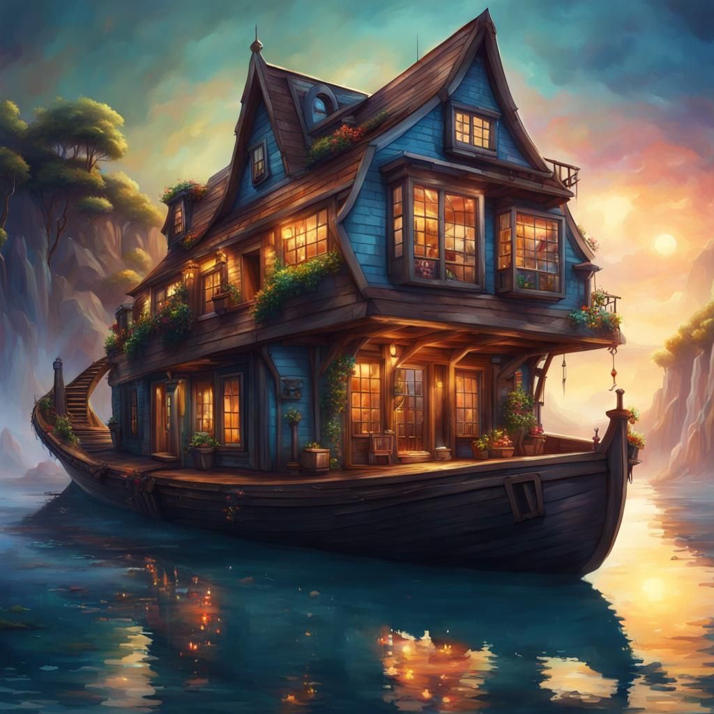 Fantasy House on a Boat Concept Art