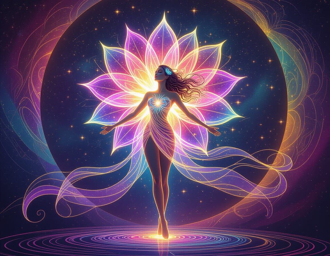 Celestial Bloom

Her body becomes a flower of stars and cosm...