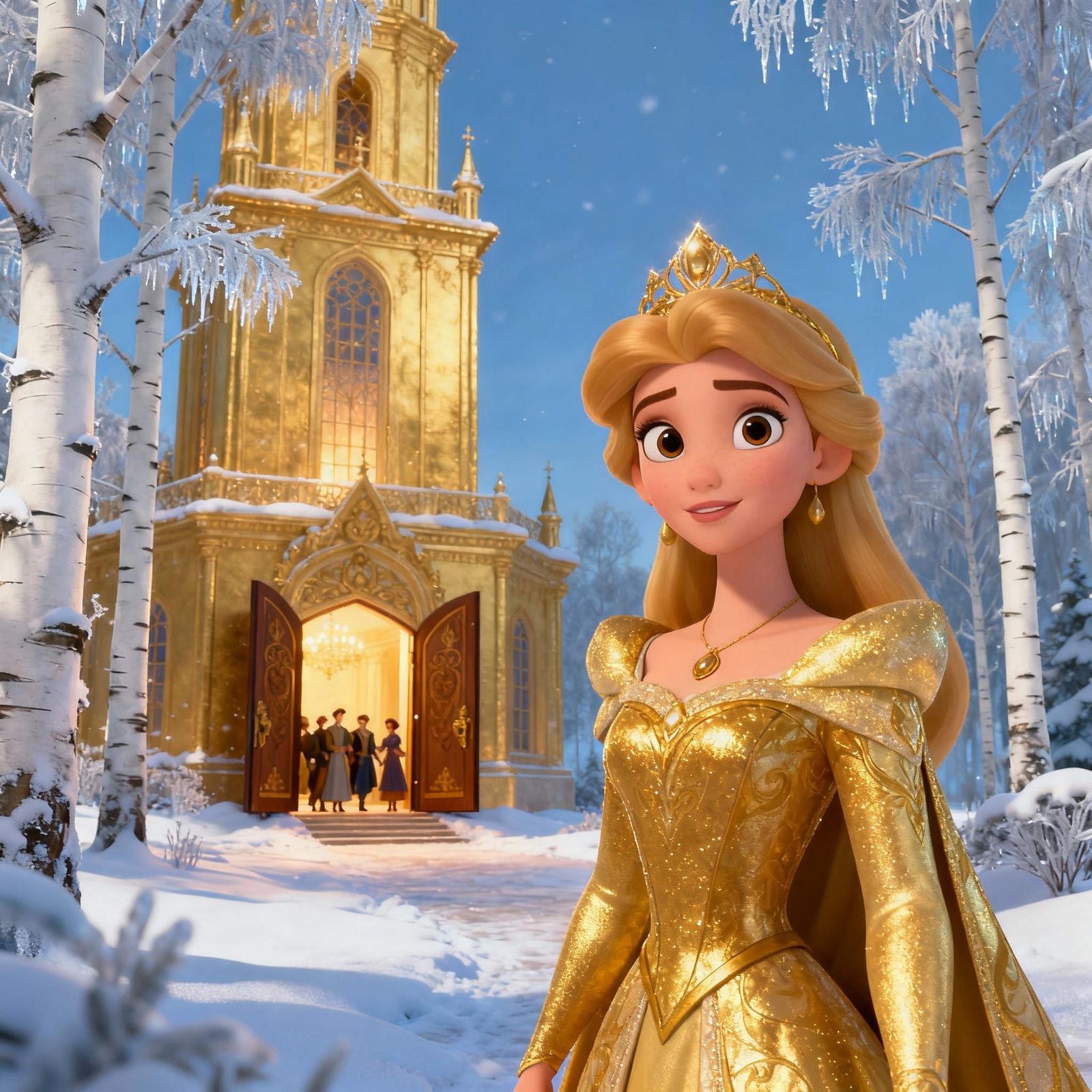 Golden Kingdom Tsarina in Disney Cartoon Style