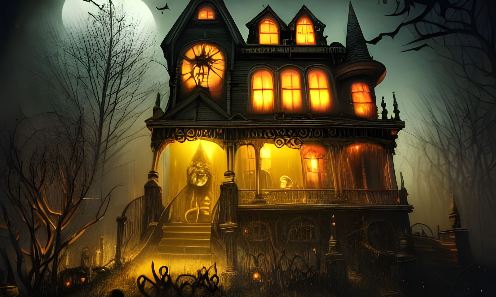 Halloween Haunted House on Creepy Suburban Street