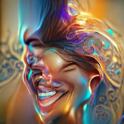 Laughing Portrait in Hyperdetailed Style