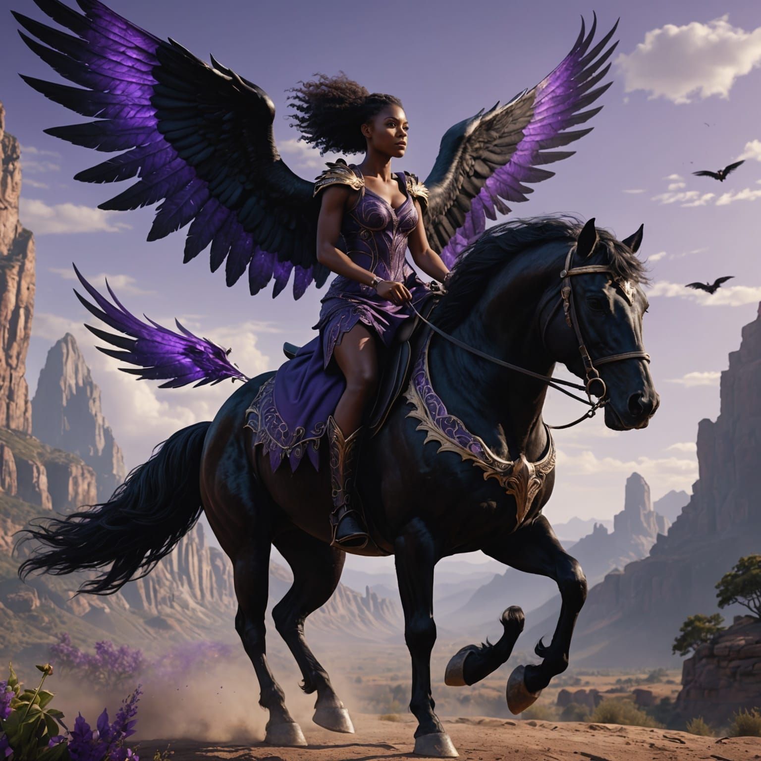 Fantastical Black Stallion: Digital Matte Painting