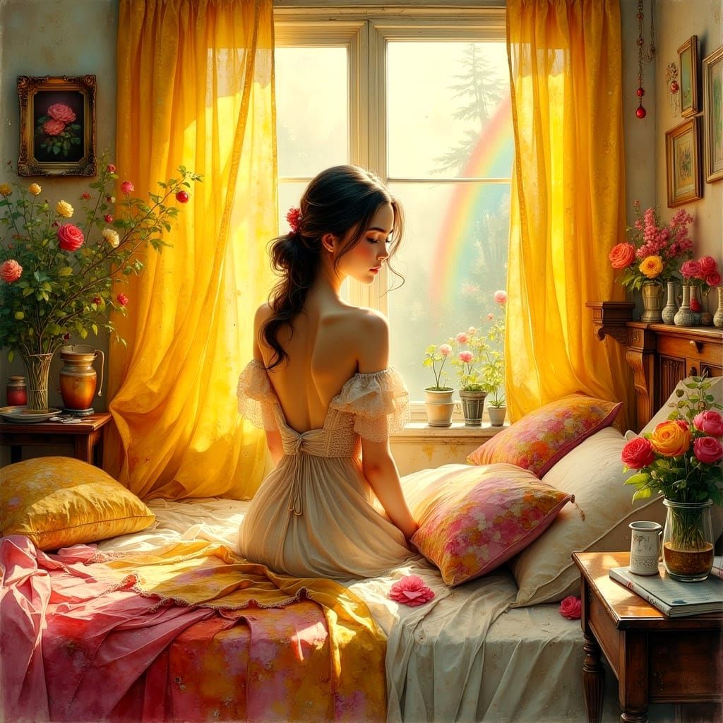 Chelsea Morning: Rainbow Sunlight through Yellow Curtains