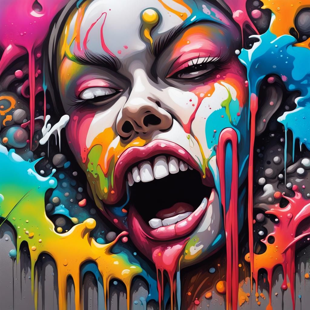 Colorful Graffiti Splash Art in Street Style