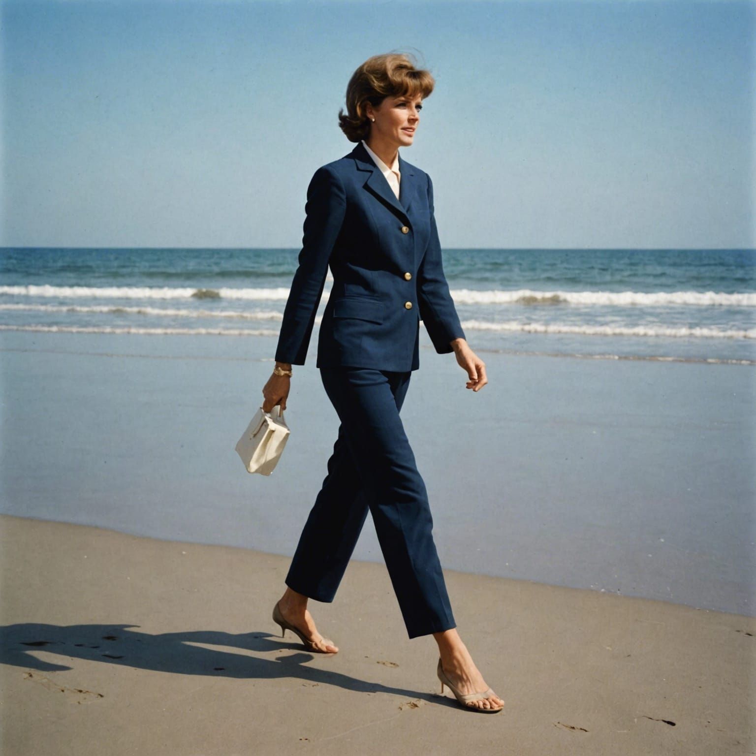 Barefoot Beach Walker in Vintage Pantsuit