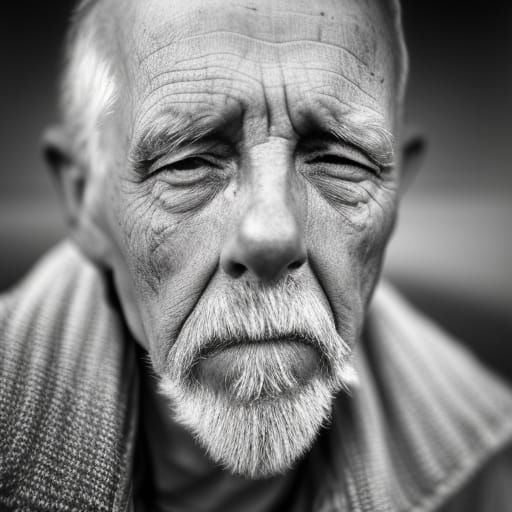 Intimate Portrait of an Old Man on Bench