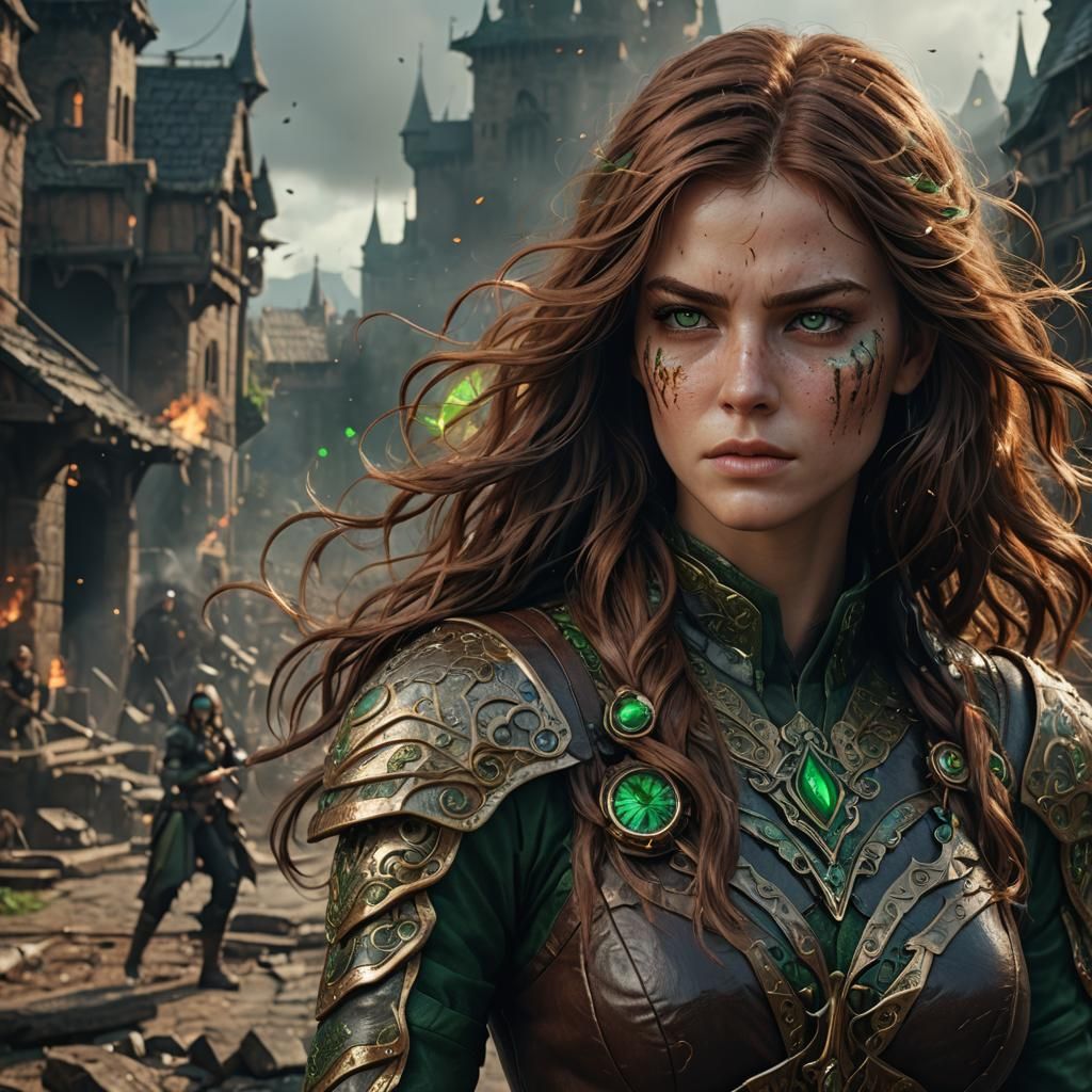 Battle Woman in Leather Armor: Fantasy Art