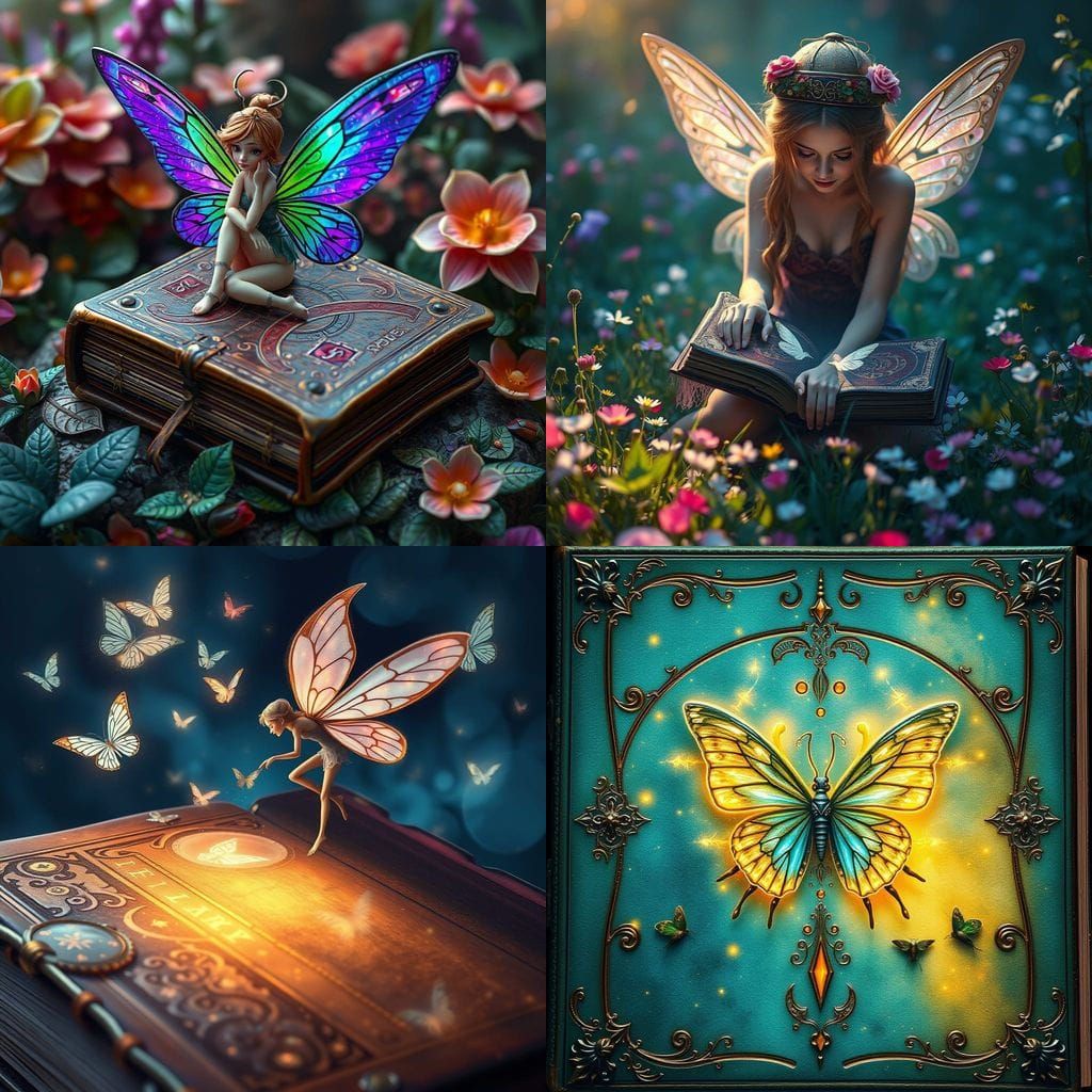 Fantastical Book of Magic with Delicate Butterfly Symbols