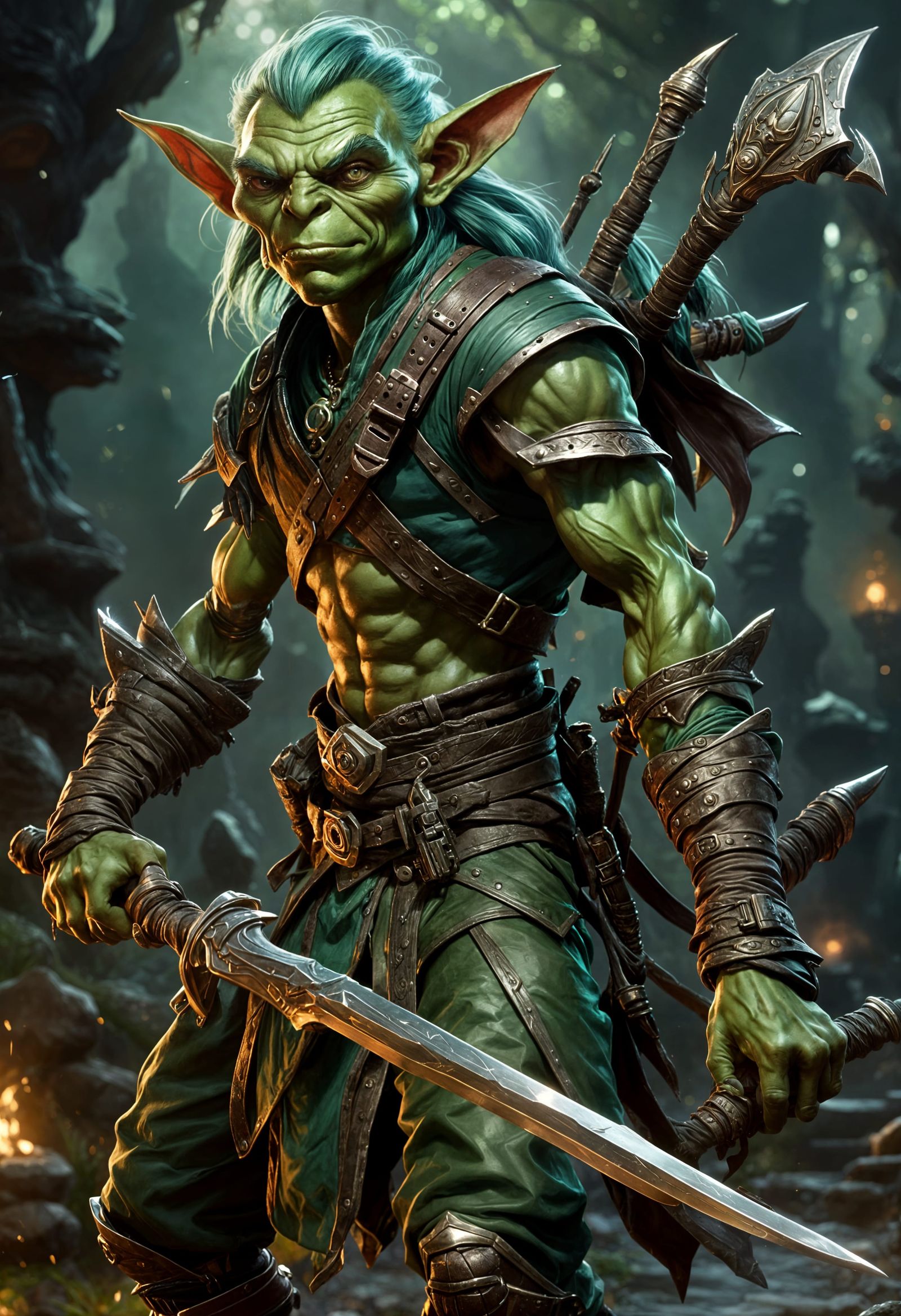 Metallic Green Goblin Scout with Sword