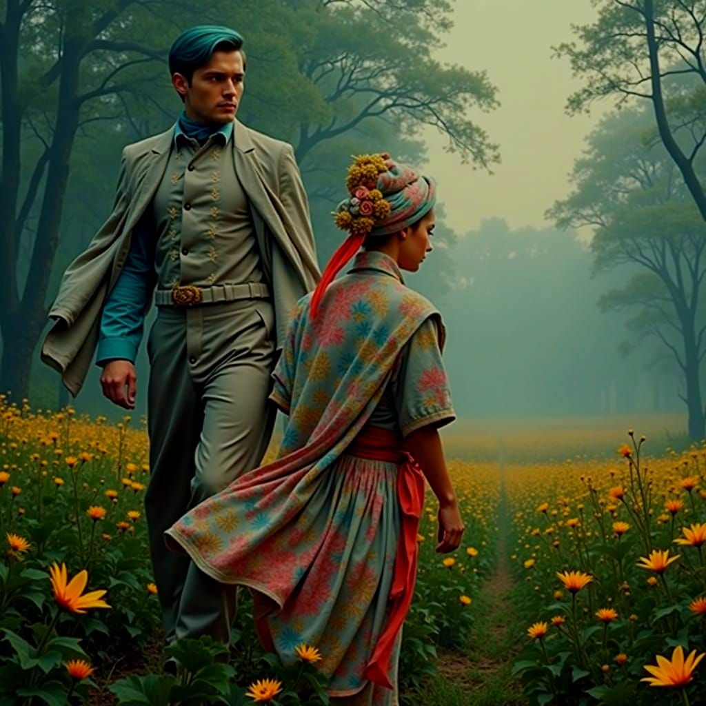 Ethereal Foggy Forest with Mystical Elements