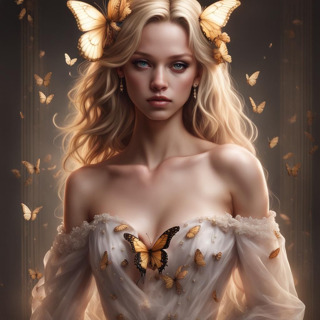 Butterfly Goddess Portrait in Realistic Style