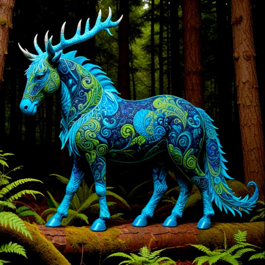 Luminous Forest Being in Patchwork Splendor