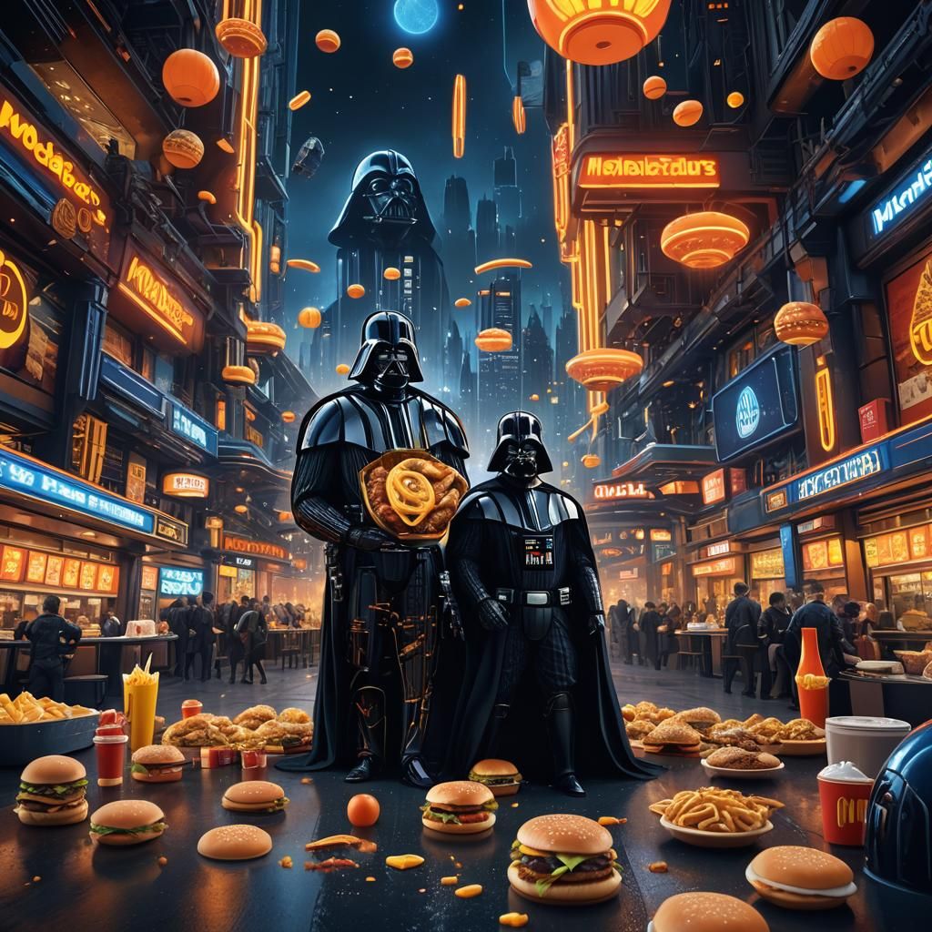 Darth Vader Overwhelmed by McDonald's: Matte Painting