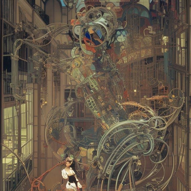 Renaissance Humanoids in Desolate Cityscape