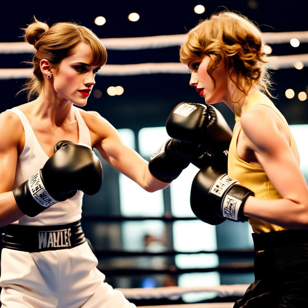 Boxing Match: Two Women Trading Punches