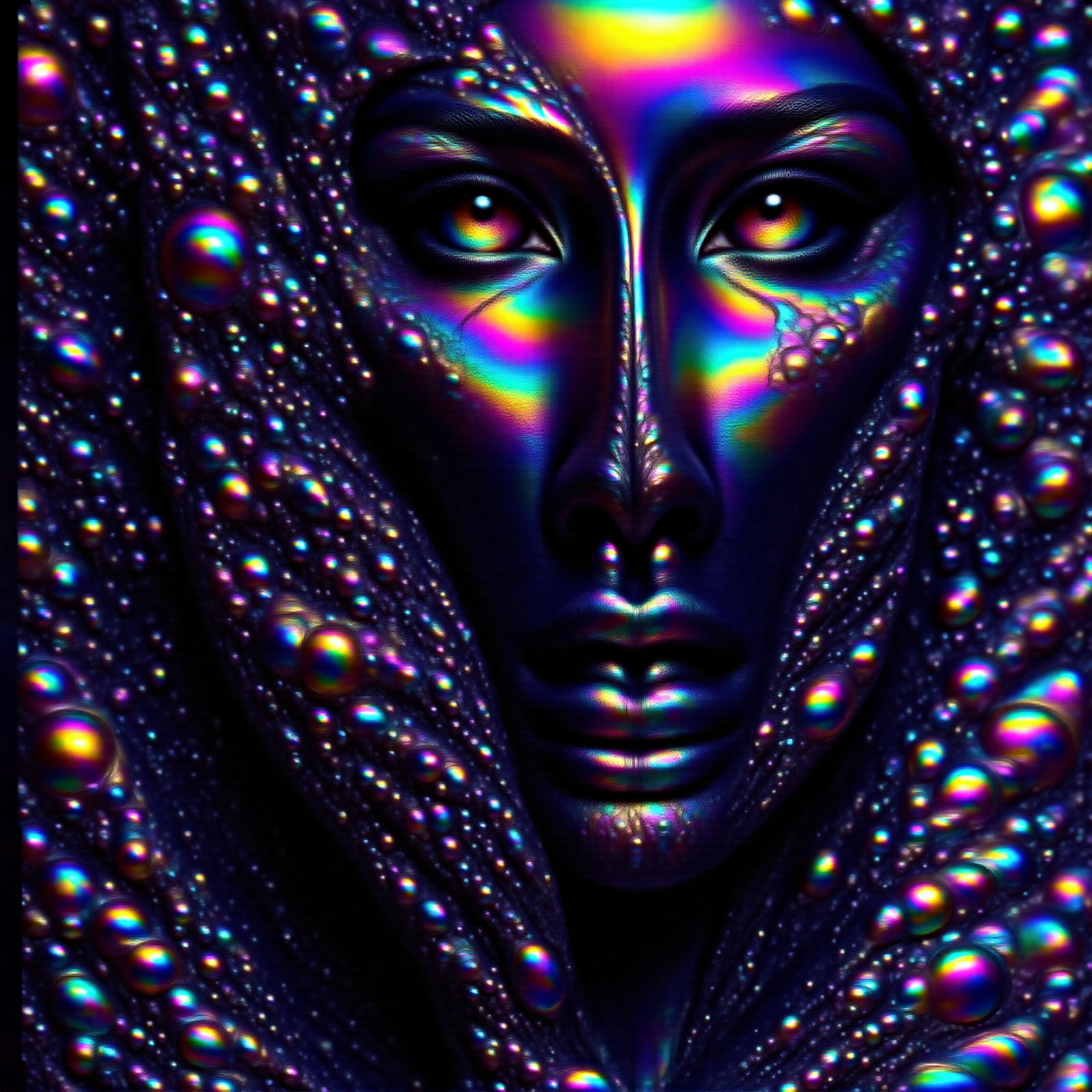 Iridescent Woman and Astral Panther Double Exposure