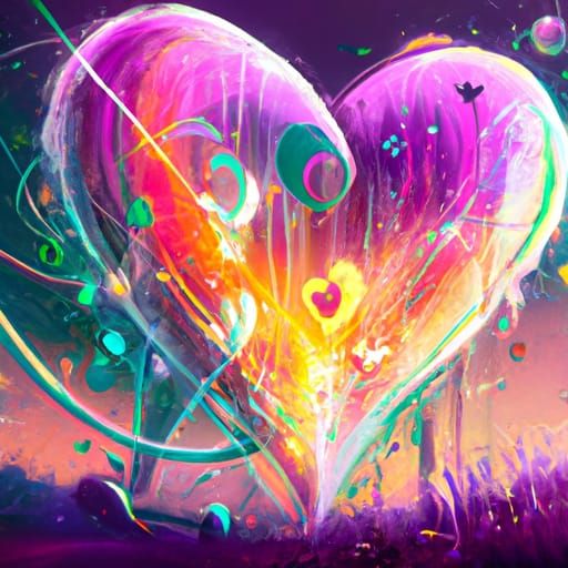 Sparkling Heart Concept Art in Digital Acrylic Style