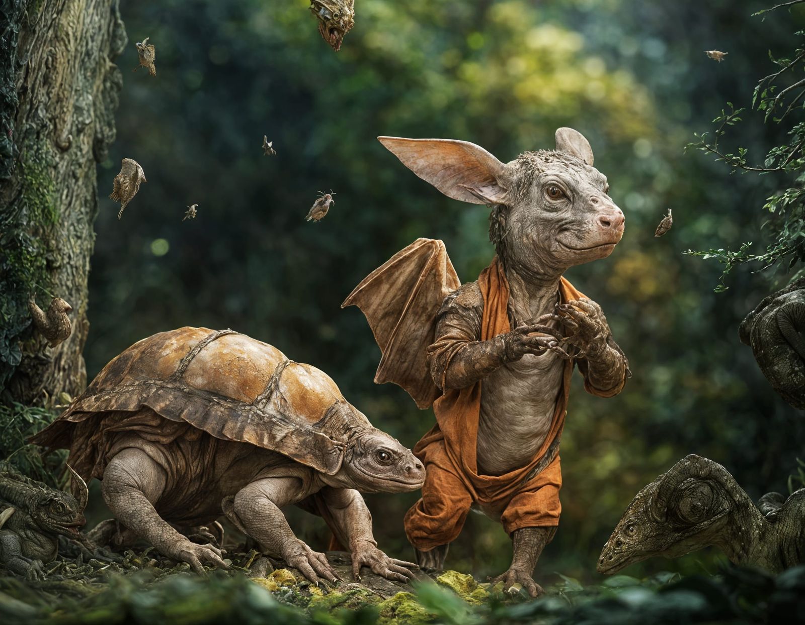 Surreal Restaurant with Bizarre Creatures, Masterpiece Paint...