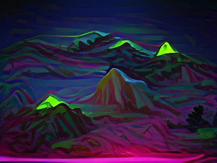 Neon Mountain Landscape at Night