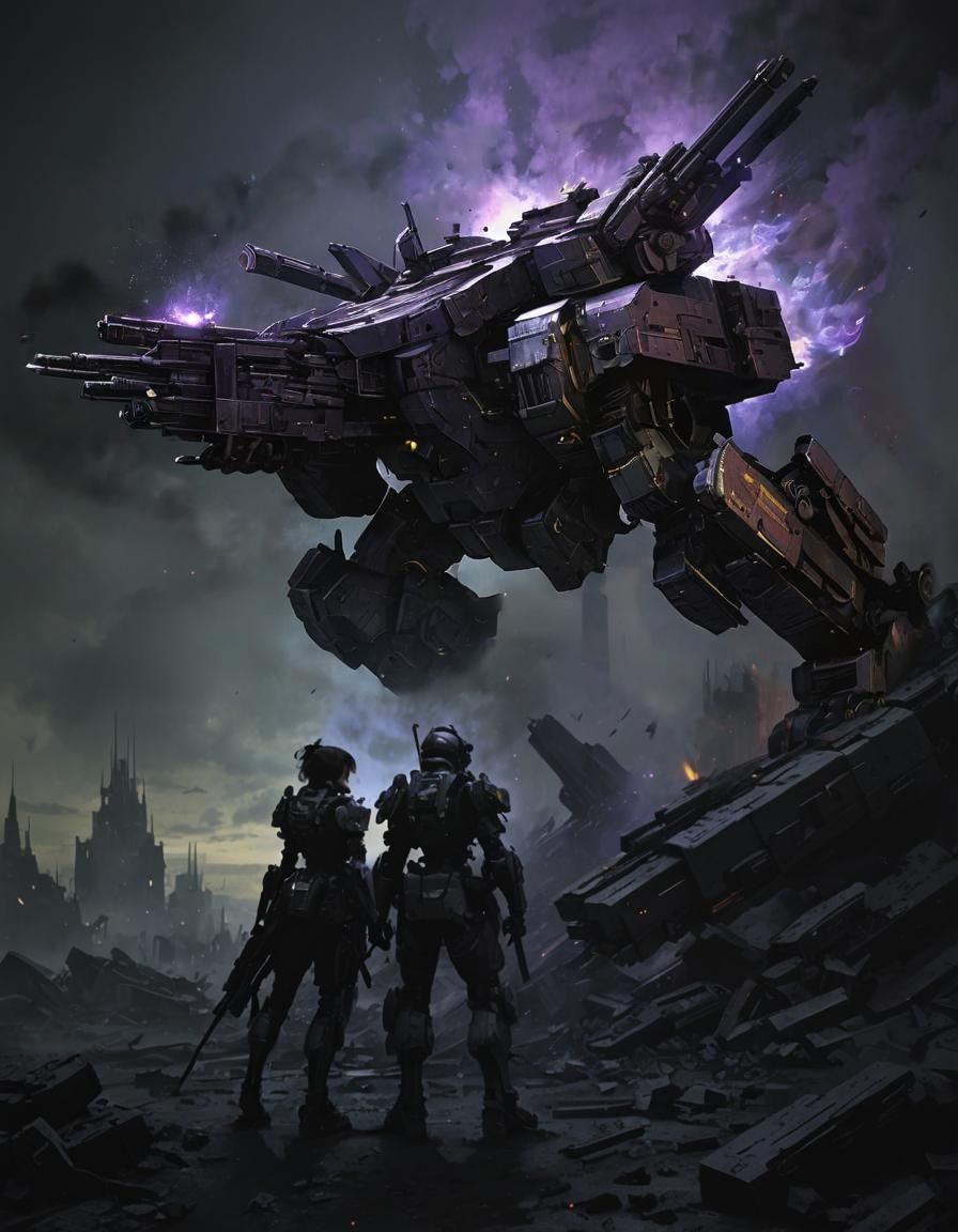 Armored Core Mech in Horror Style