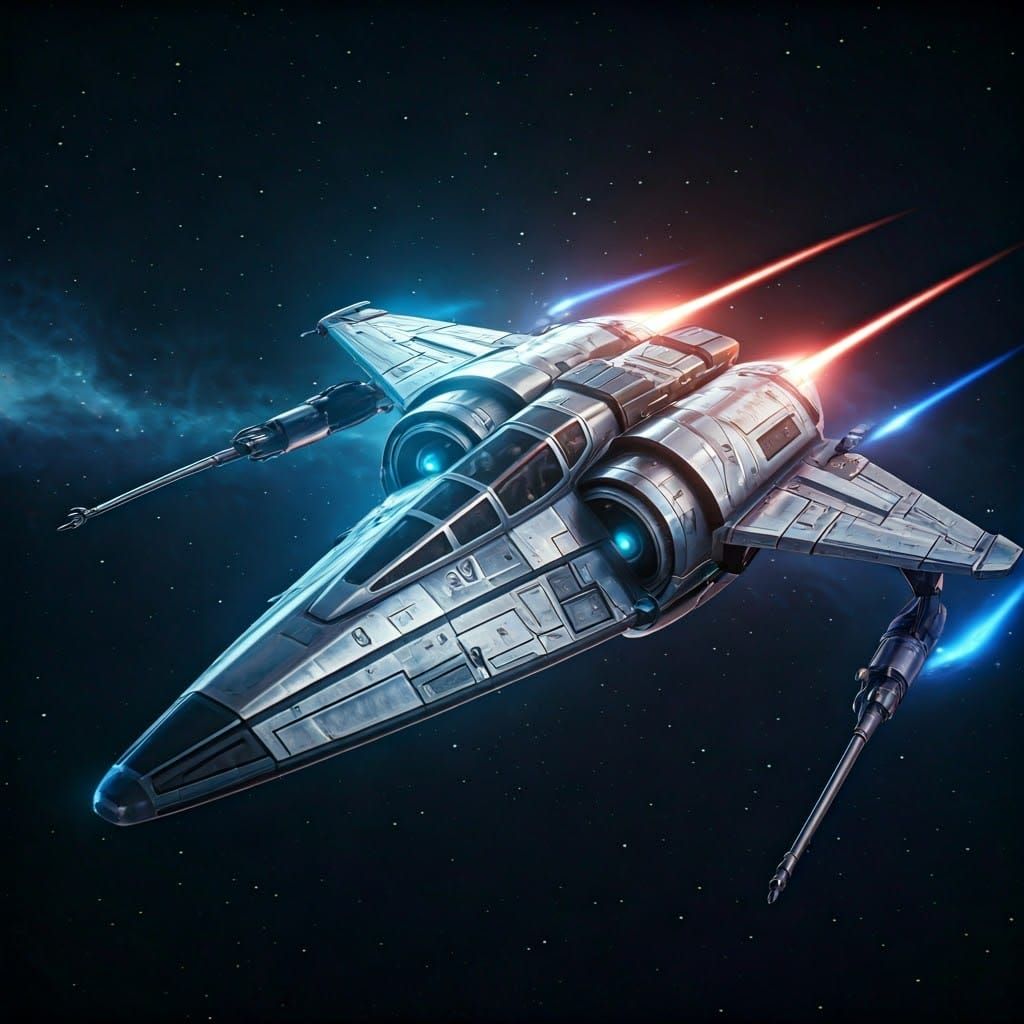 Arwing Spaceship Soaring Through Nebula in 8K