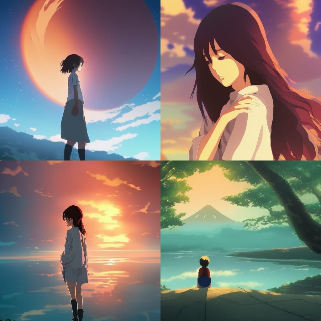 Fiery Soul in Solitude: Ghibli-Inspired Anime Art