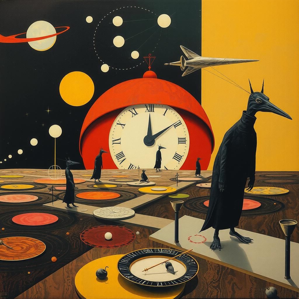 Surreal Mixed Media Dreamscape in Dali and Miro Style