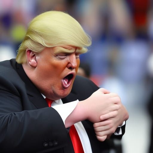 Overweight Trump Crying in Wheelchair: Digital Caricature